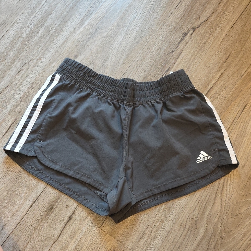 Adidas Charcoal Shorts with White Stripes